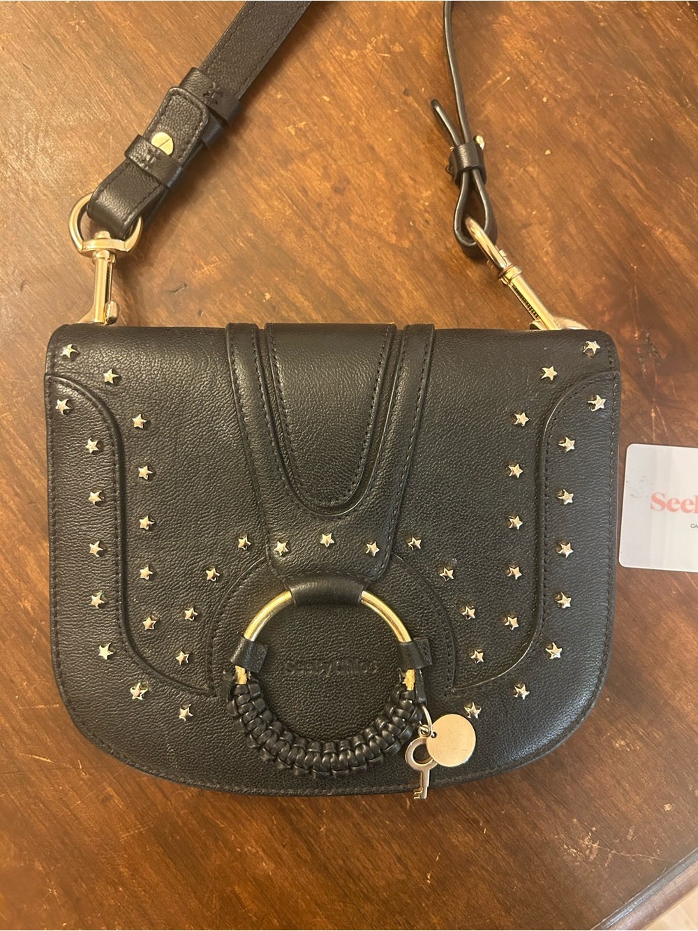 Sea by Chloe' Black Hana Star-Studded Leather Crossbody Handbag - Picture 2 of 5
